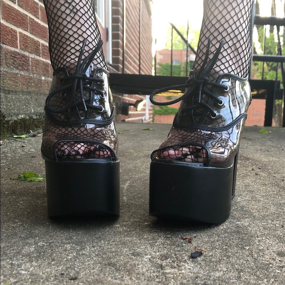 Open Toed Chunky Clear Platform Heels
